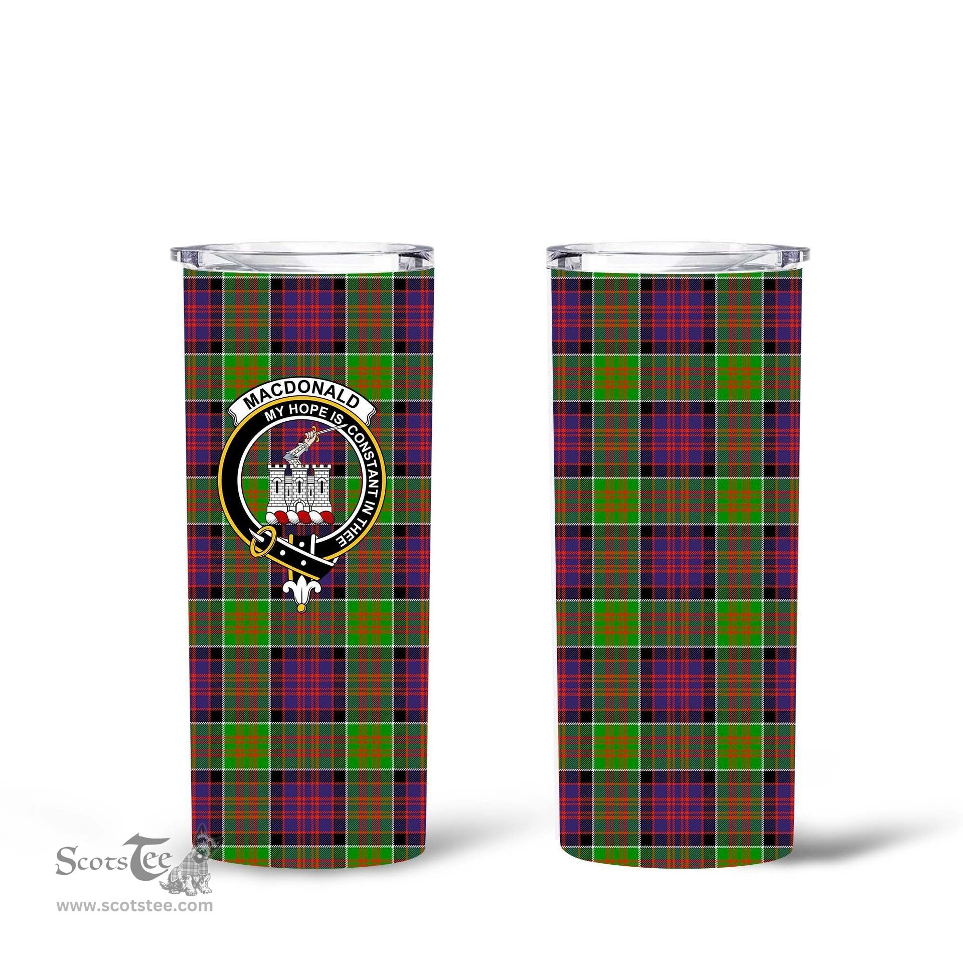 Scottish MacDonald ( Ranald) Clan Tartan Tumbler - Tall Glitter Tumbler Scottish Plaid Tartan Plaid