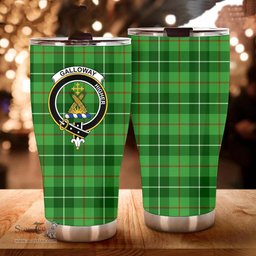 Scottish Galloway Clan Tartan Tumbler - Curved Glitter Tumbler Scottish Plaid Tartan Plaid