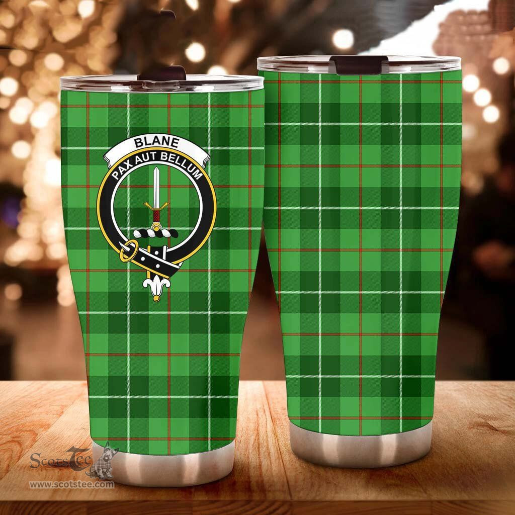 Scottish Blane Clan Tartan Tumbler - Curved Glitter Tumbler Scottish Plaid Tartan Plaid