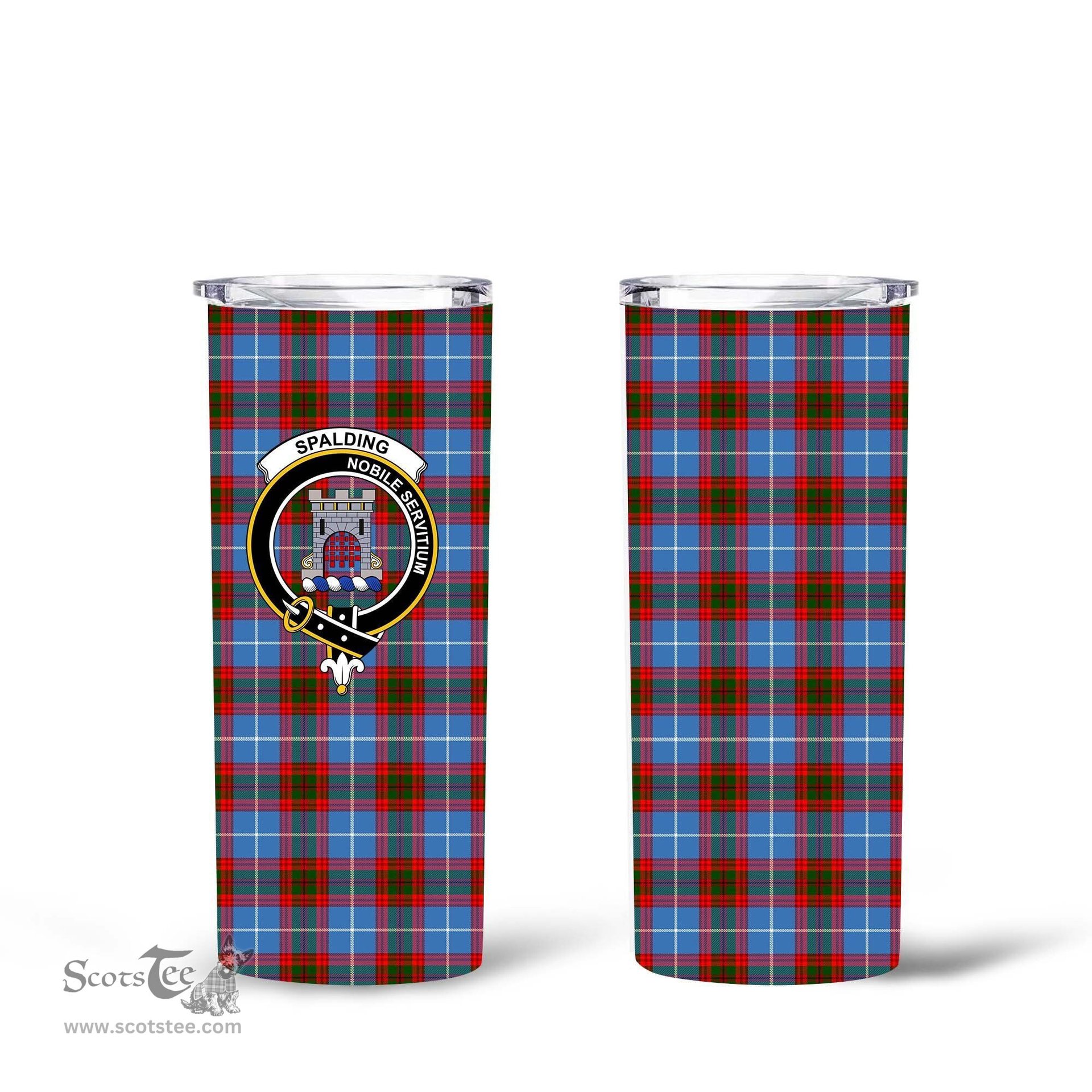 Scottish Spalding Clan Tartan Tumbler - Tall Glitter Tumbler Scottish Plaid Tartan Plaid