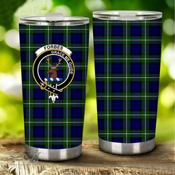 Scottish Forbes Clan Tartan Tumbler - Stainless Steel Glitter Tumbler Scottish Plaid Tartan Plaid