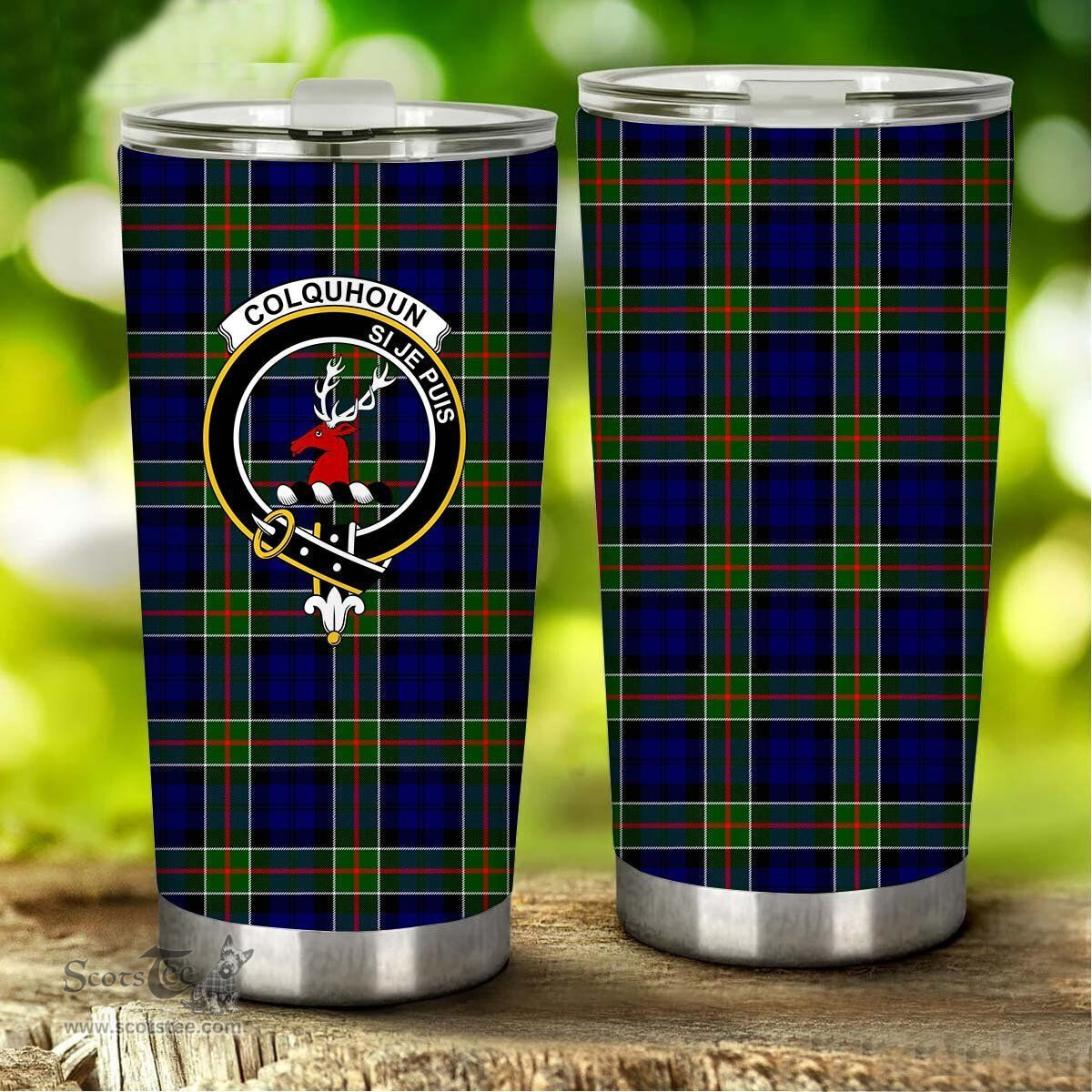 Scottish Colquhoun Clan Tartan Tumbler - Stainless Steel Glitter Tumbler Scottish Plaid Tartan Plaid