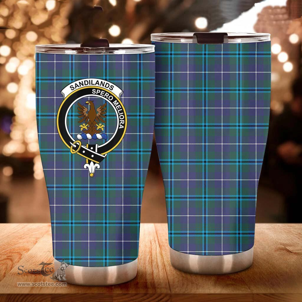 Scottish Sandilands Clan Tartan Tumbler - Curved Glitter Tumbler Scottish Plaid Tartan Plaid