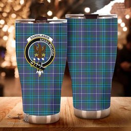 Scottish Sandilands Clan Tartan Tumbler - Curved Glitter Tumbler Scottish Plaid Tartan Plaid