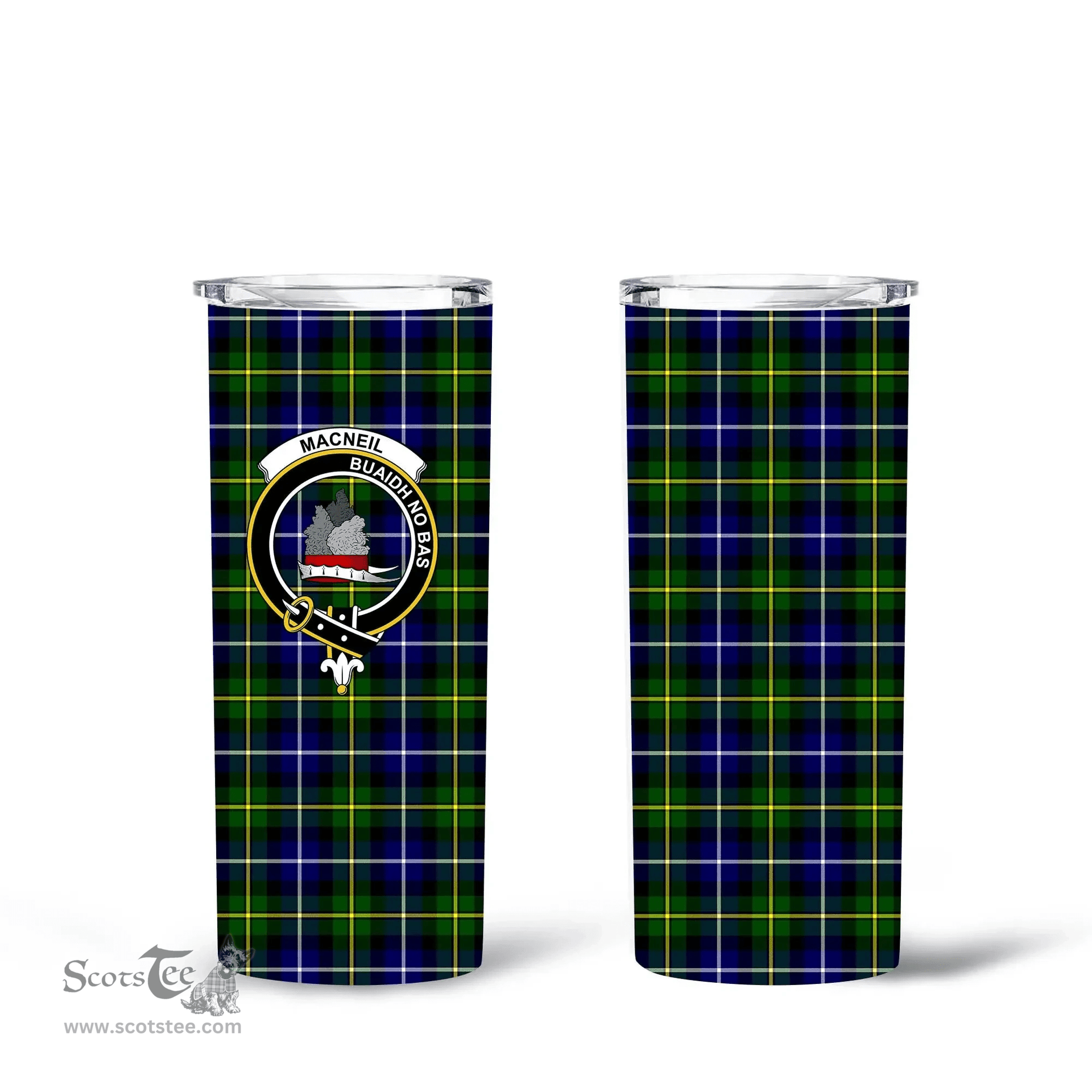 Scottish MacNeil of Barra Clan Tartan Tumbler - Tall Glitter Tumbler Scottish Plaid Tartan Plaid