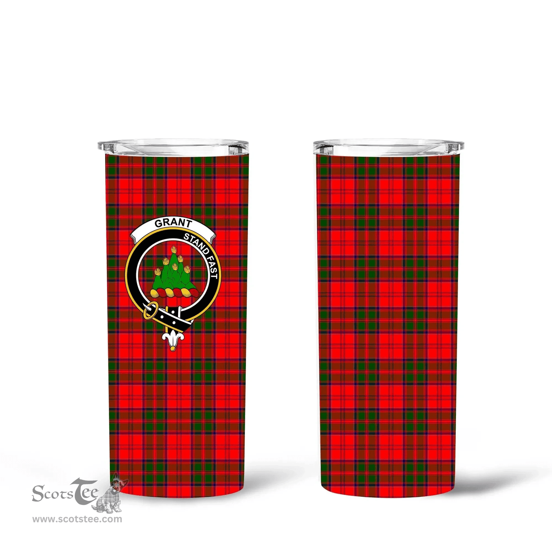 Scottish Grant Clan Tartan Tumbler - Tall Glitter Tumbler Scottish Plaid Tartan Plaid