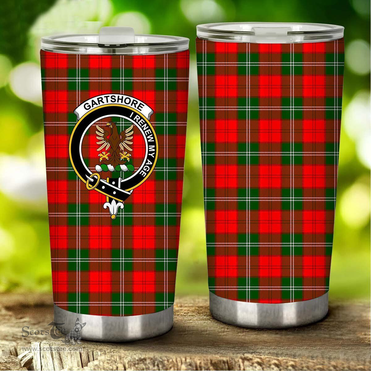 Scottish Gartshore Clan Tartan Tumbler - Stainless Steel Glitter Tumbler Scottish Plaid Tartan Plaid