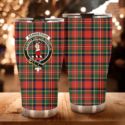 Scottish Dennistoun Clan Tartan Tumbler - Curved Glitter Tumbler Scottish Plaid Tartan Plaid