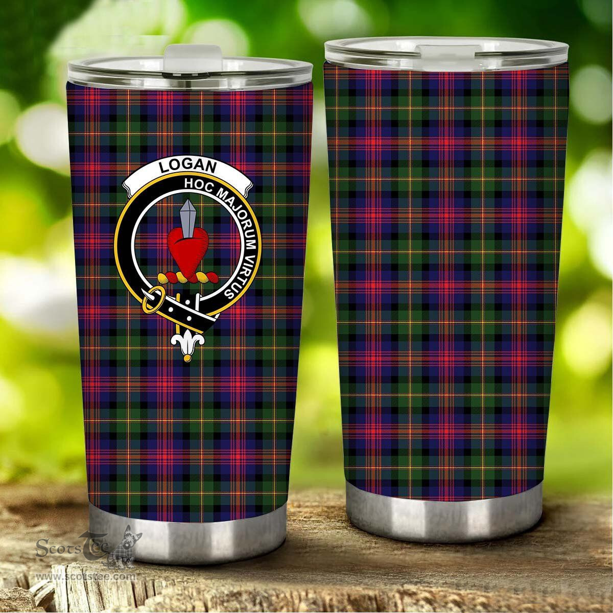 Scottish Logan Clan Tartan Tumbler - Stainless Steel Glitter Tumbler Scottish Plaid Tartan Plaid