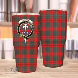 Scottish Cheyne Clan Tartan Tumbler - Stainless Steel Glitter Tumbler Scottish Plaid Tartan Plaid