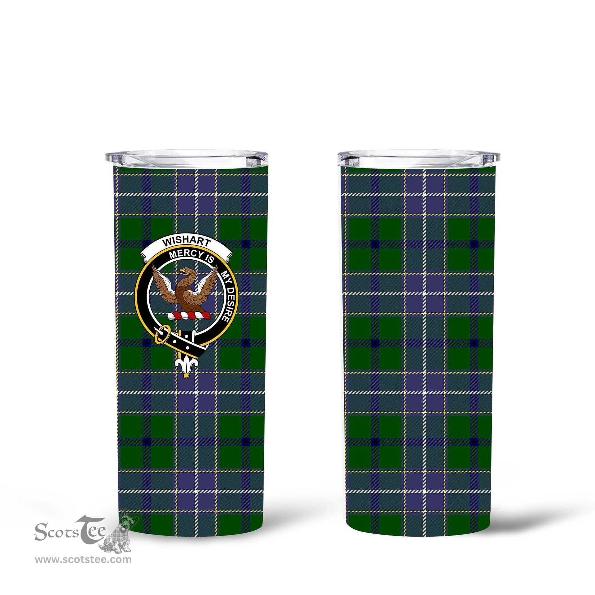 Scottish Wishart Clan Tartan Tumbler - Tall Glitter Tumbler Scottish Plaid Tartan Plaid