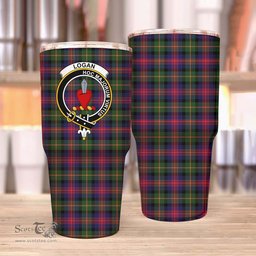 Scottish Logan Clan Tartan Tumbler - Stainless Steel Glitter Tumbler Scottish Plaid Tartan Plaid