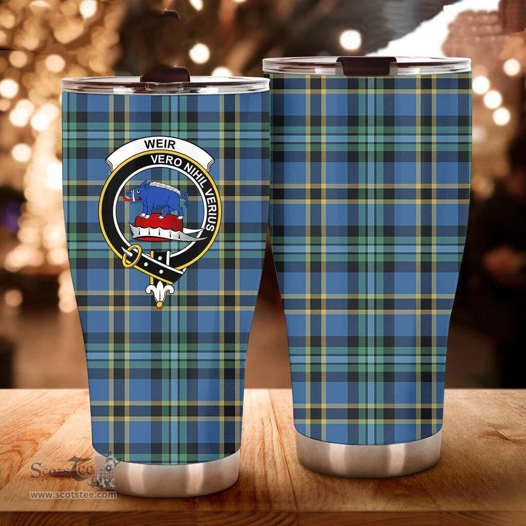 Scottish Weir Clan Tartan Tumbler - Curved Glitter Tumbler Scottish Plaid Tartan Plaid