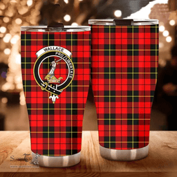 Scottish Wallace Clan Tartan Tumbler - Curved Glitter Tumbler Scottish Plaid Tartan Plaid