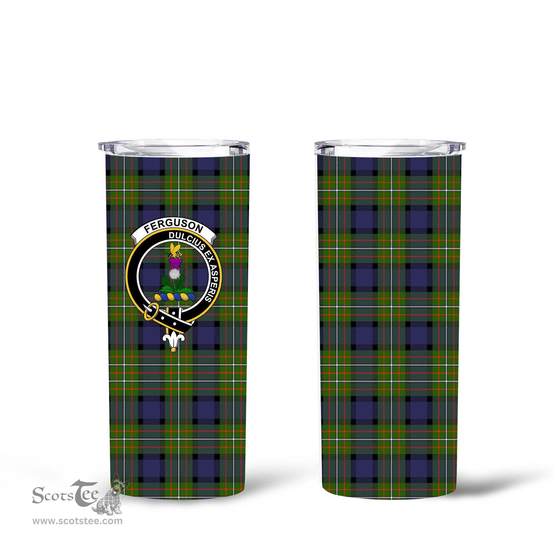 Scottish Ferguson Clan Tartan Tumbler - Tall Glitter Tumbler Scottish Plaid Tartan Plaid