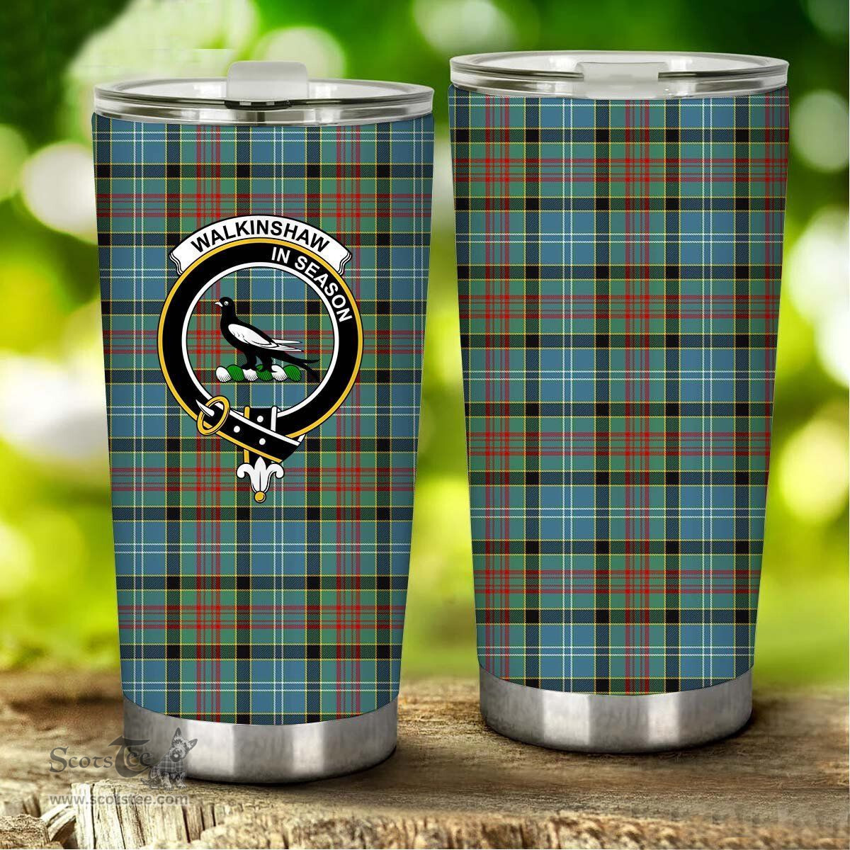Scottish Walkinshaw Clan Tartan Tumbler - Stainless Steel Glitter Tumbler Scottish Plaid Tartan Plaid