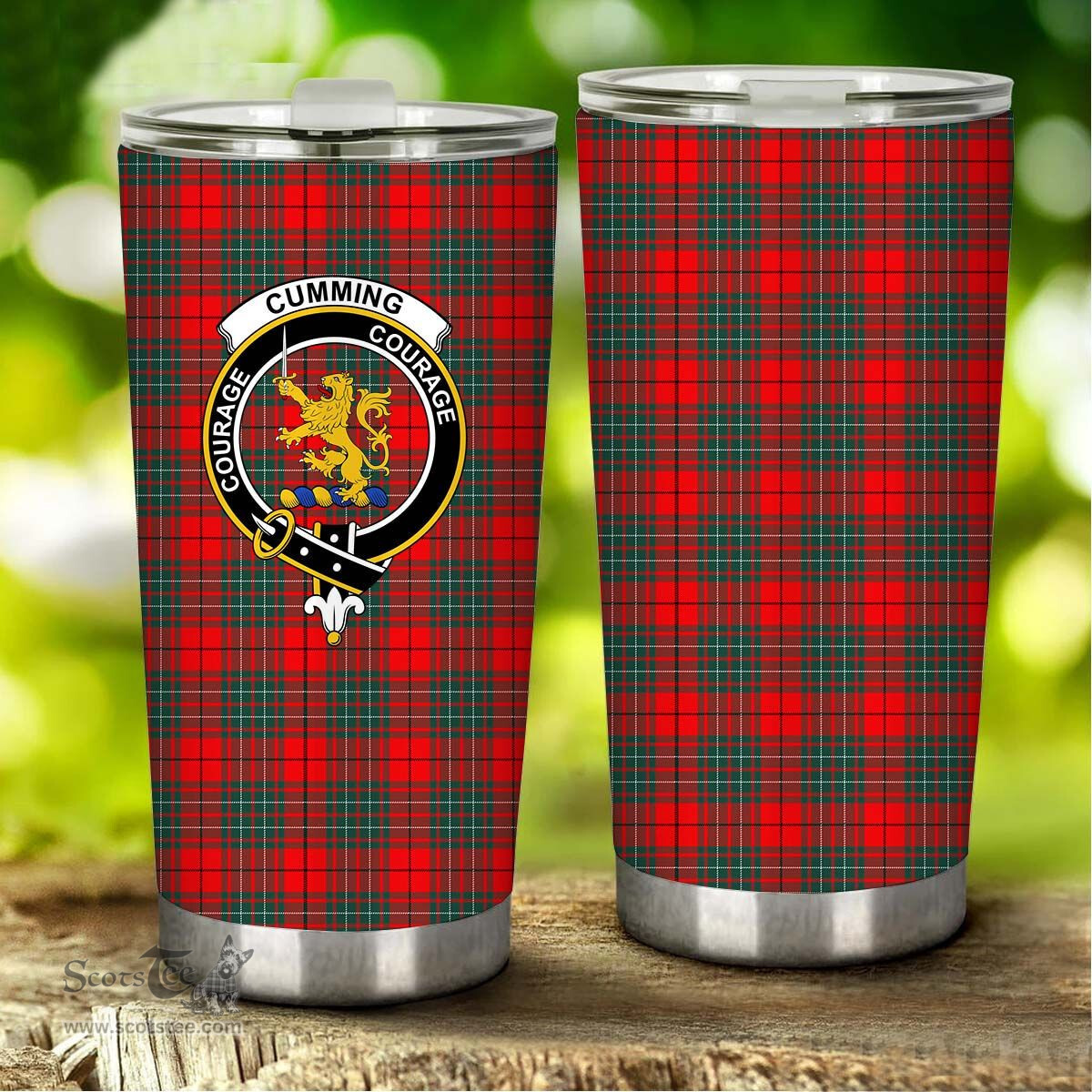 Scottish Cumming Clan Tartan Tumbler - Stainless Steel Glitter Tumbler Scottish Plaid Tartan Plaid