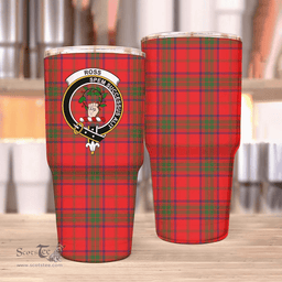Scottish Ross Clan Tartan Tumbler - Stainless Steel Glitter Tumbler Scottish Plaid Tartan Plaid