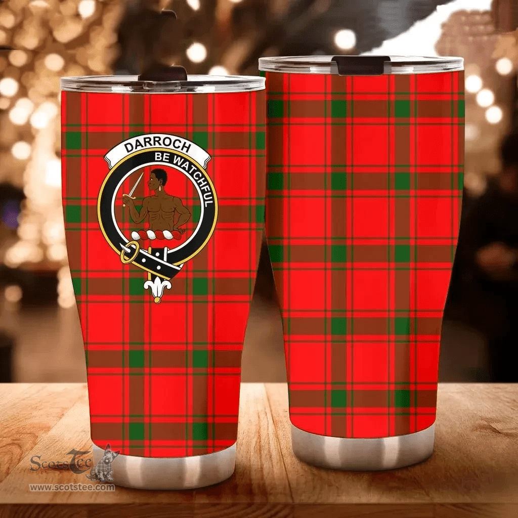 Scottish Darroch (Gourock) Clan Tartan Tumbler - Curved Glitter Tumbler Scottish Plaid Tartan Plaid