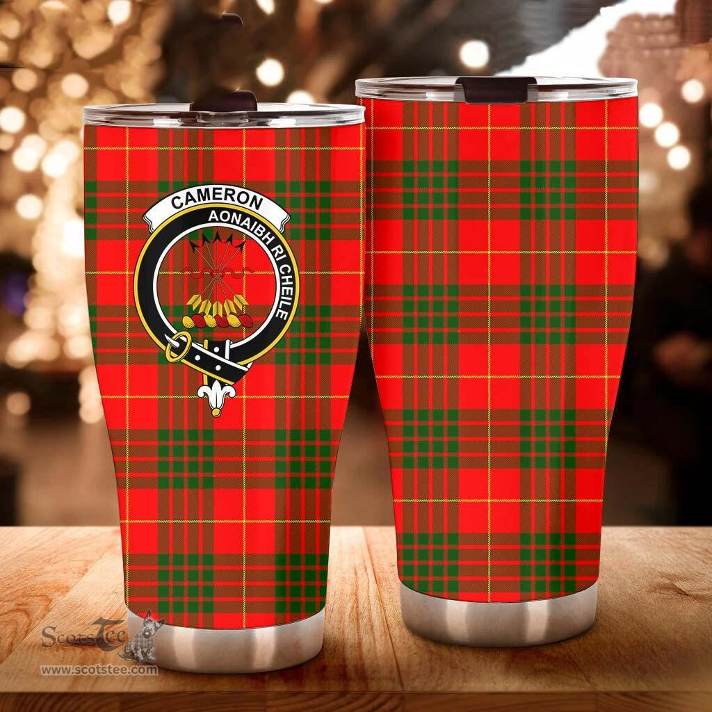 Scottish Cameron Clan Tartan Tumbler - Curved Glitter Tumbler Scottish Plaid Tartan Plaid