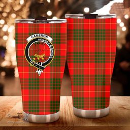 Scottish Cameron Clan Tartan Tumbler - Curved Glitter Tumbler Scottish Plaid Tartan Plaid