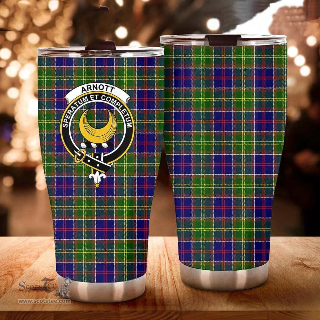 Scottish Arnott Clan Tartan Tumbler - Curved Glitter Tumbler Scottish Plaid Tartan Plaid