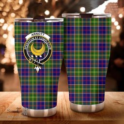 Scottish Arnott Clan Tartan Tumbler - Curved Glitter Tumbler Scottish Plaid Tartan Plaid