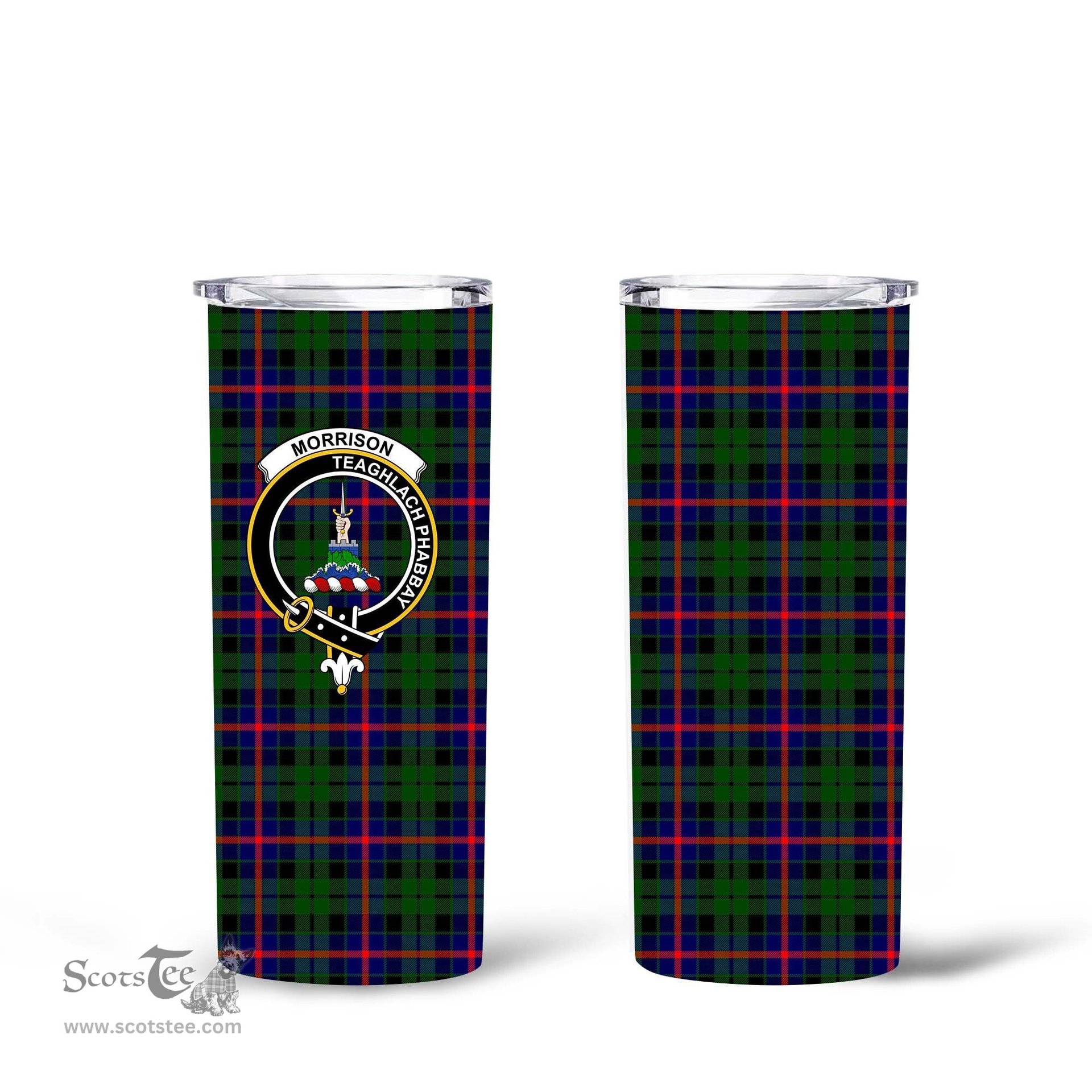 Scottish Morrison Clan Tartan Tumbler - Tall Glitter Tumbler Scottish Plaid Tartan Plaid