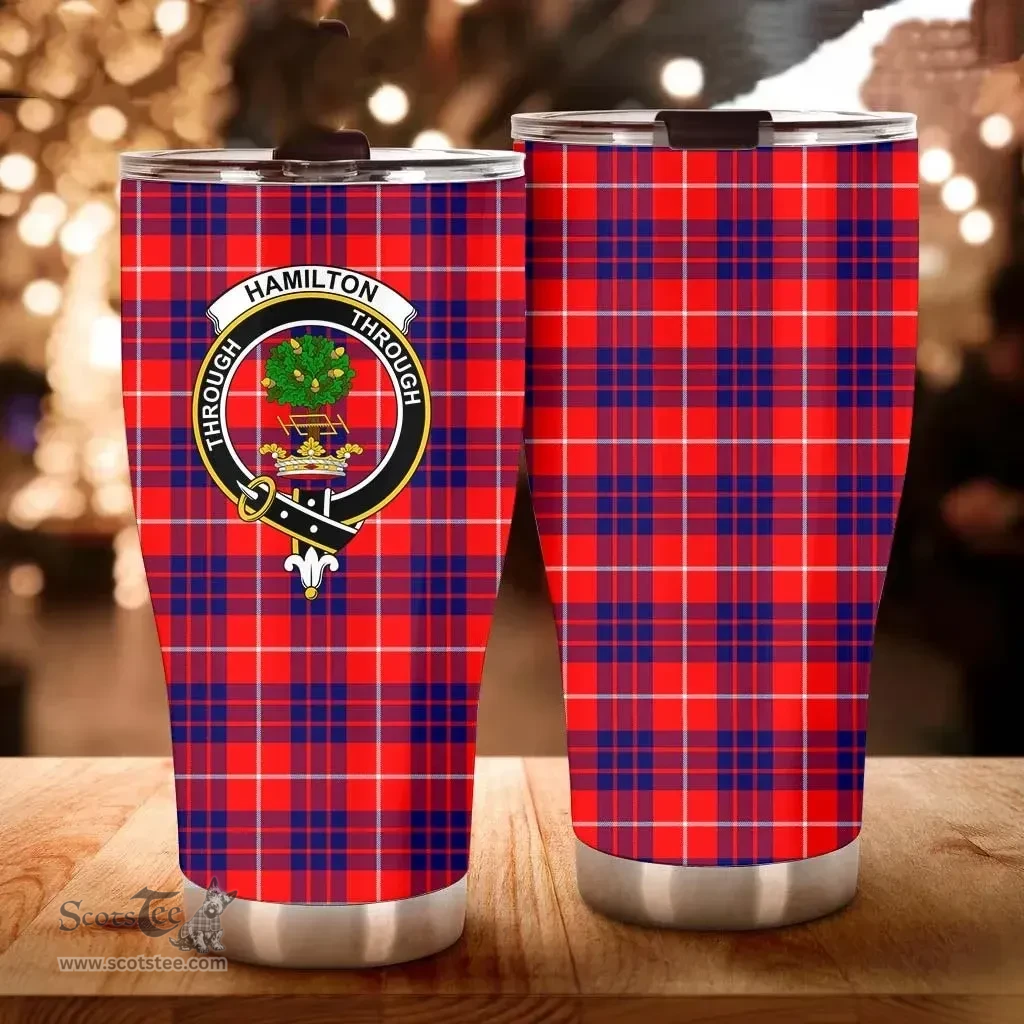 Scottish Hamilton Clan Tartan Tumbler - Curved Glitter Tumbler Scottish Plaid Tartan Plaid
