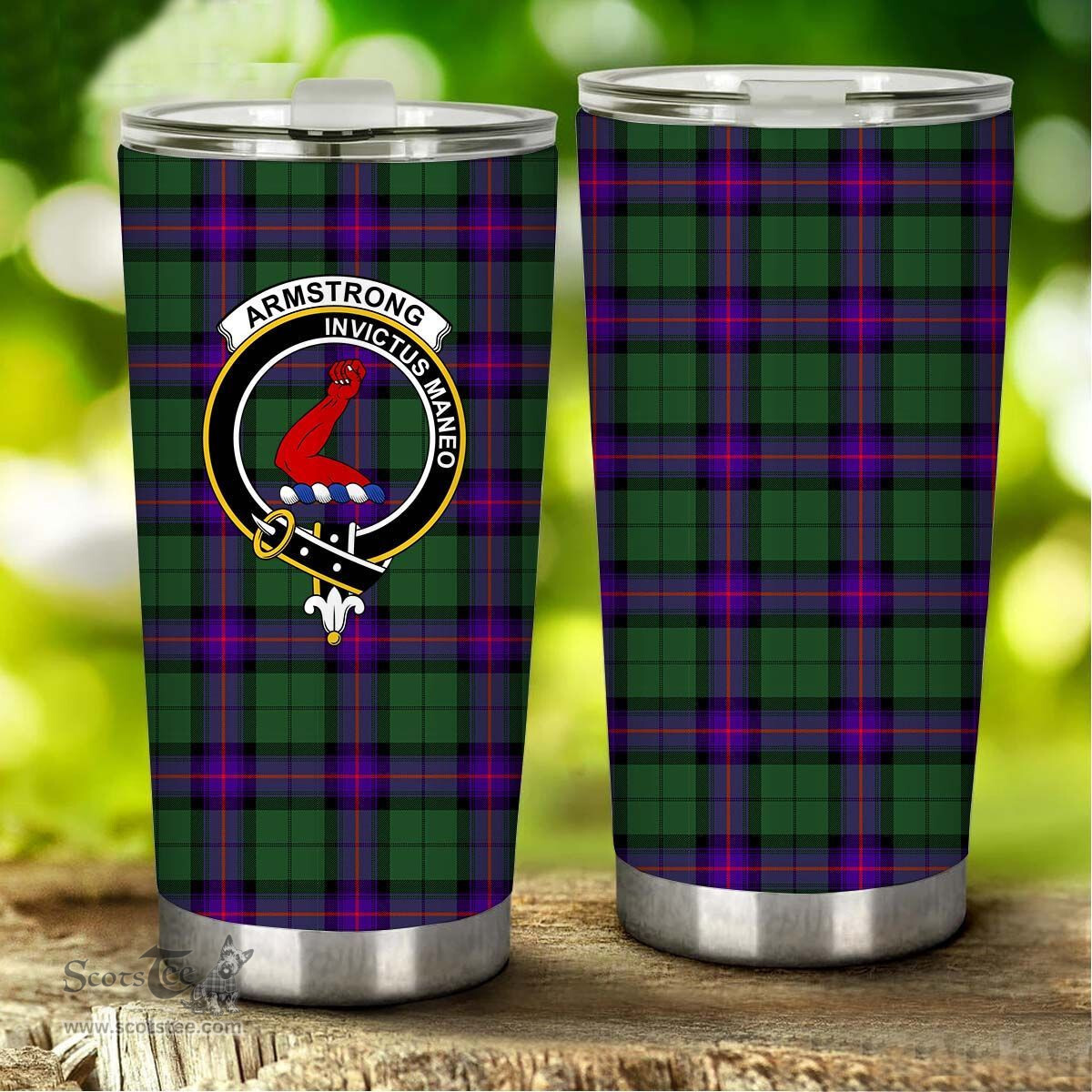 Scottish Armstrong Clan Tartan Tumbler - Stainless Steel Glitter Tumbler Scottish Plaid Tartan Plaid