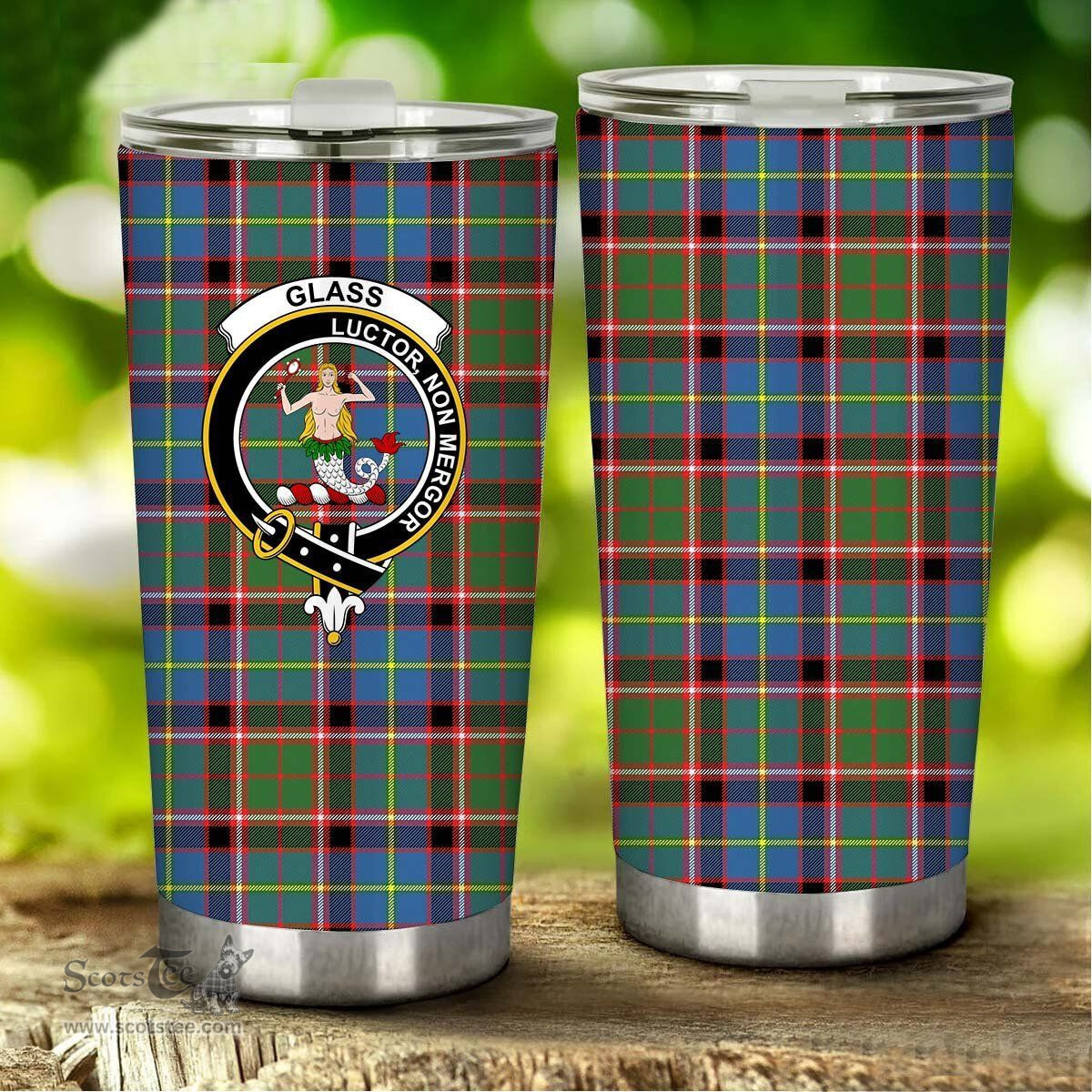 Scottish Glass Clan Tartan Tumbler - Stainless Steel Glitter Tumbler Scottish Plaid Tartan Plaid