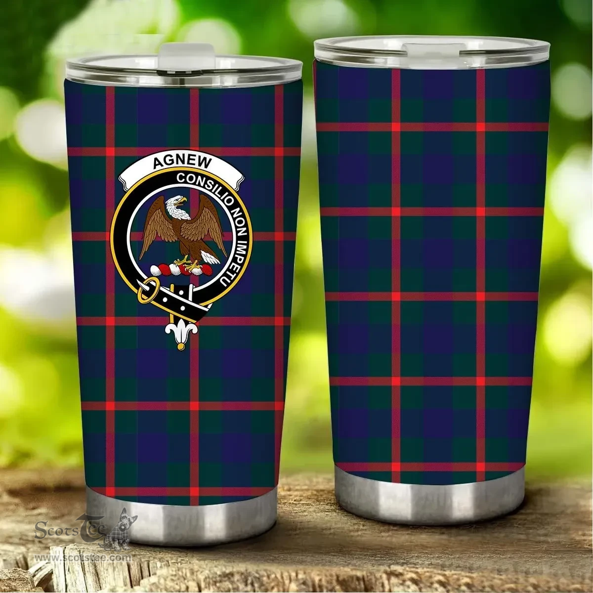 Scottish Agnew Clan Tartan Tumbler - Stainless Steel Glitter Tumbler Scottish Plaid Tartan Plaid
