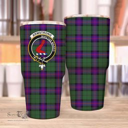 Scottish Armstrong Clan Tartan Tumbler - Stainless Steel Glitter Tumbler Scottish Plaid Tartan Plaid