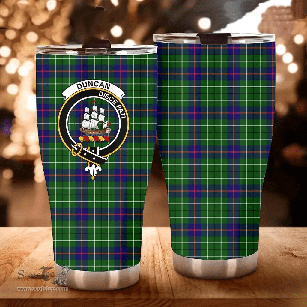 Scottish Duncan Clan Tartan Tumbler - Curved Glitter Tumbler Scottish Plaid Tartan Plaid