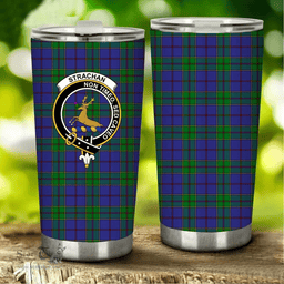 Scottish Strachan Clan Tartan Tumbler - Stainless Steel Glitter Tumbler Scottish Plaid Tartan Plaid