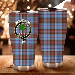 Scottish Anderson Clan Tartan Tumbler - Curved Glitter Tumbler Scottish Plaid Tartan Plaid