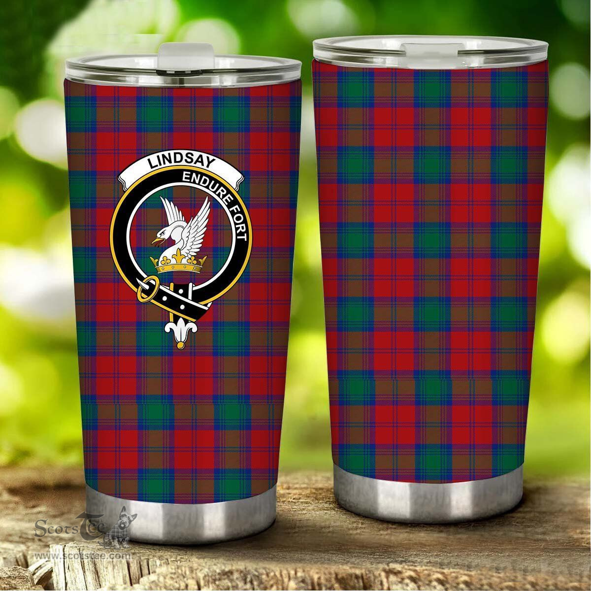 Scottish Lindsay Clan Tartan Tumbler - Stainless Steel Glitter Tumbler Scottish Plaid Tartan Plaid