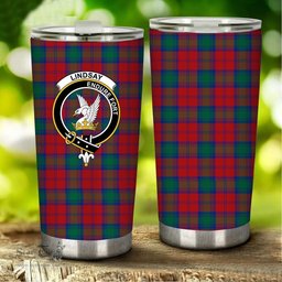 Scottish Lindsay Clan Tartan Tumbler - Stainless Steel Glitter Tumbler Scottish Plaid Tartan Plaid