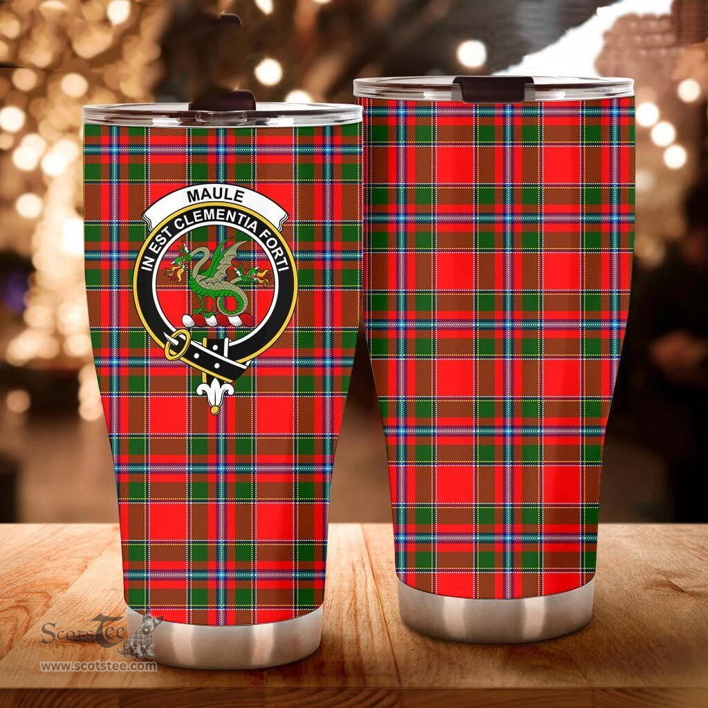 Scottish Maule Clan Tartan Tumbler - Curved Glitter Tumbler Scottish Plaid Tartan Plaid