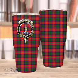 Scottish Charteris (Earl of Wemyss) Clan Tartan Tumbler - Stainless Steel Glitter Tumbler Scottish Plaid Tartan Plaid
