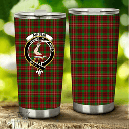 Scottish Ainslie Clan Tartan Tumbler - Stainless Steel Glitter Tumbler Scottish Plaid Tartan Plaid