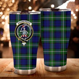 Scottish Bannerman Clan Tartan Tumbler - Curved Glitter Tumbler Scottish Plaid Tartan Plaid