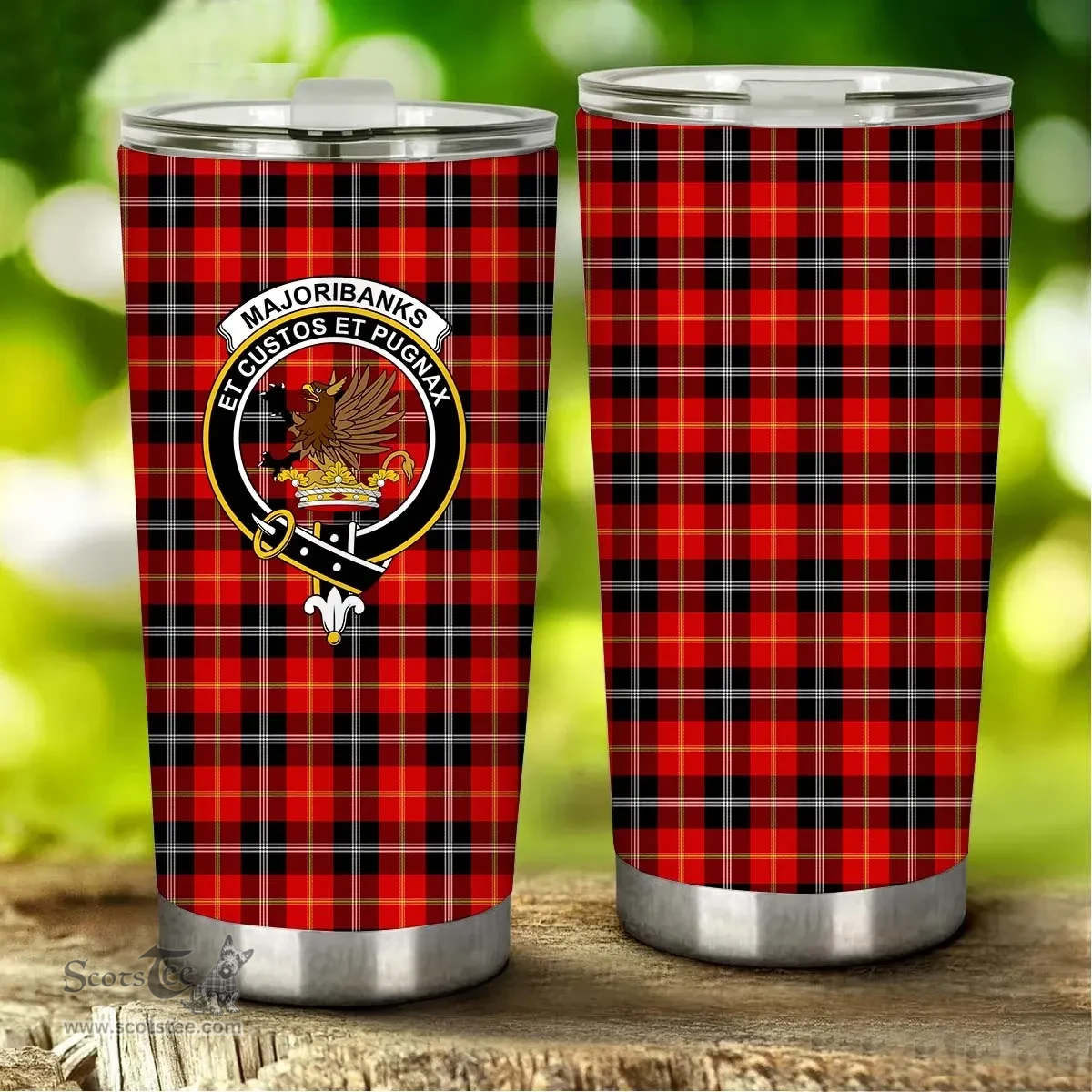 Scottish Majoribanks Clan Tartan Tumbler - Stainless Steel Glitter Tumbler Scottish Plaid Tartan Plaid