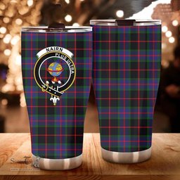 Scottish Nairn Clan Tartan Tumbler - Curved Glitter Tumbler Scottish Plaid Tartan Plaid