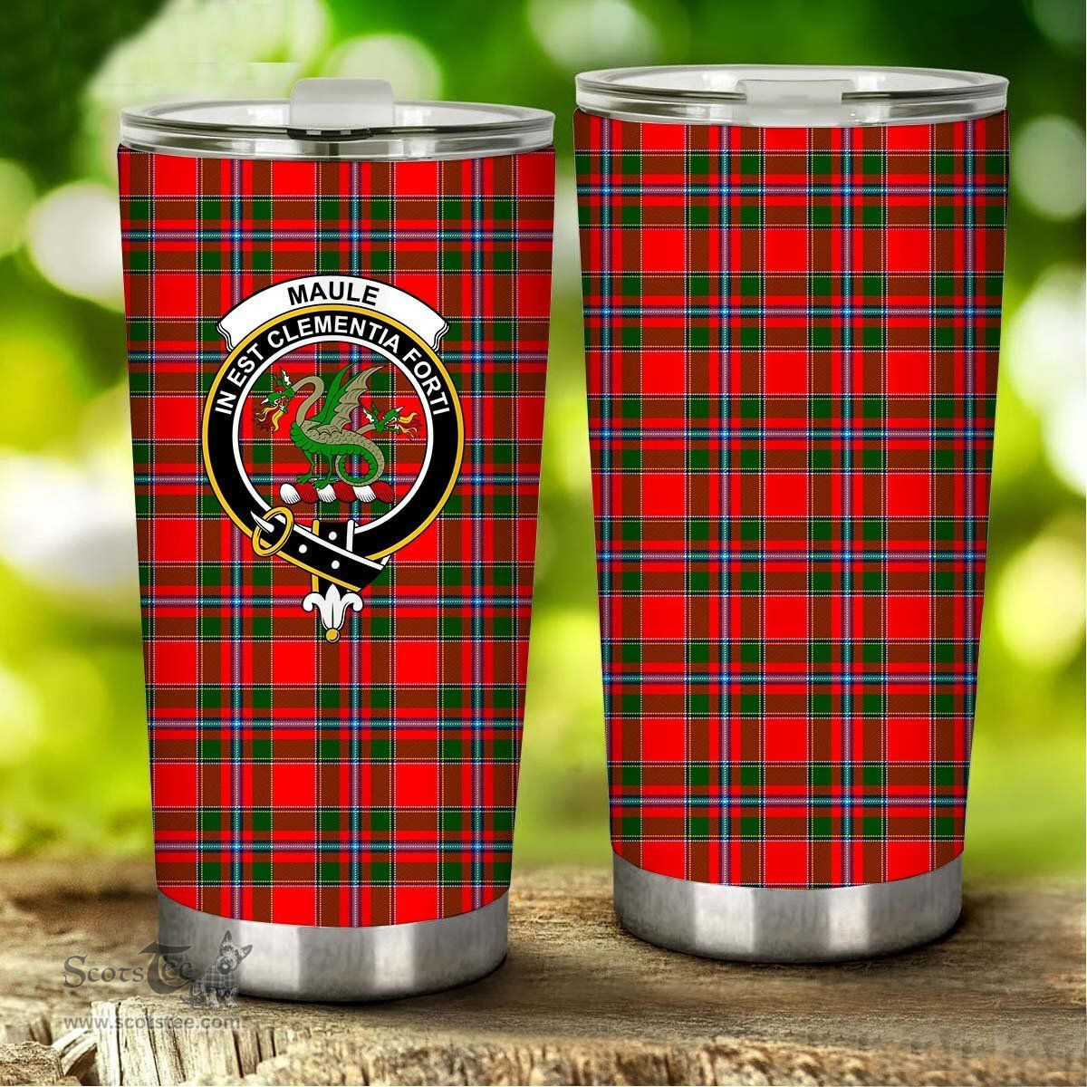 Scottish Maule Clan Tartan Tumbler - Stainless Steel Glitter Tumbler Scottish Plaid Tartan Plaid