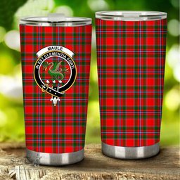 Scottish Maule Clan Tartan Tumbler - Stainless Steel Glitter Tumbler Scottish Plaid Tartan Plaid