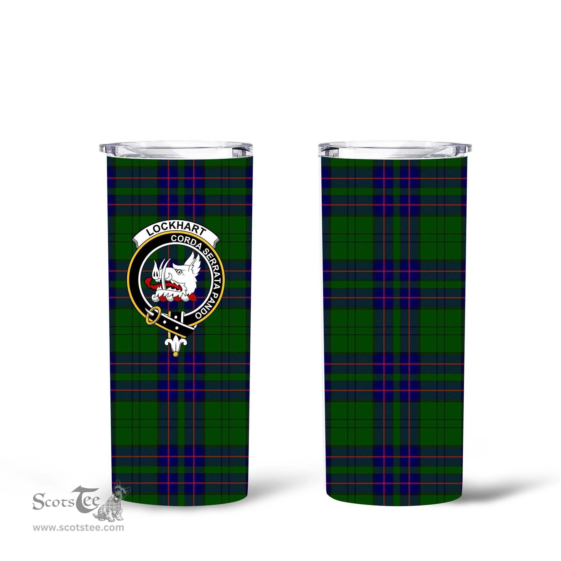 Scottish Lockhart Clan Tartan Tumbler - Tall Glitter Tumbler Scottish Plaid Tartan Plaid