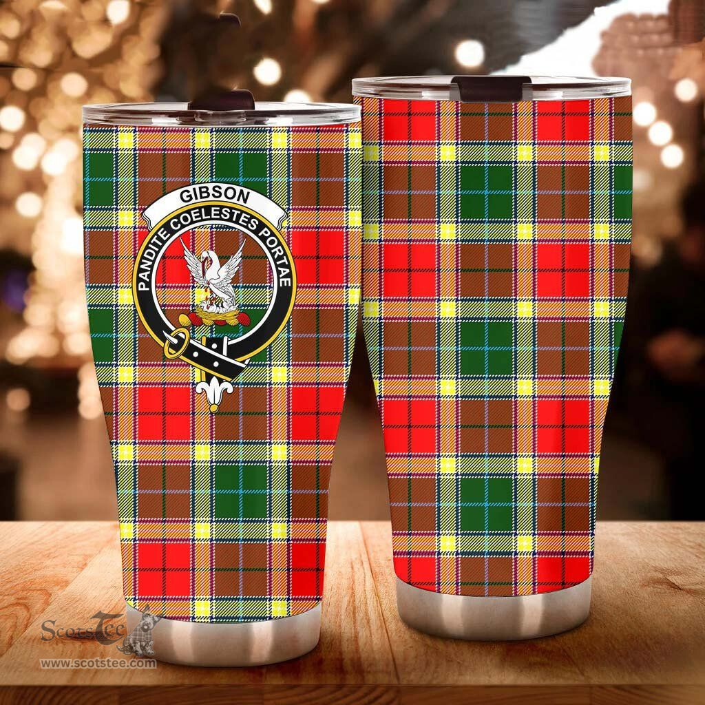 Scottish Gibson Clan Tartan Tumbler - Curved Glitter Tumbler Scottish Plaid Tartan Plaid