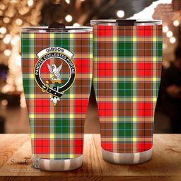 Scottish Gibson Clan Tartan Tumbler - Curved Glitter Tumbler Scottish Plaid Tartan Plaid