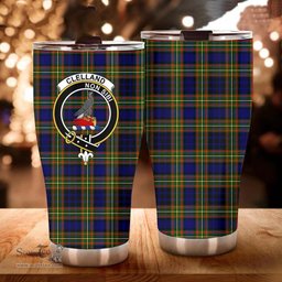 Scottish Clelland Clan Tartan Tumbler - Curved Glitter Tumbler Scottish Plaid Tartan Plaid